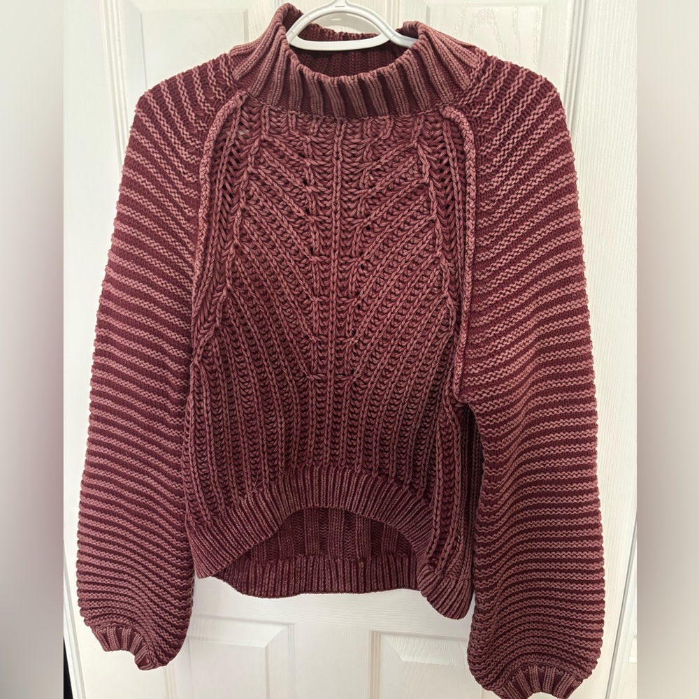 Free people maroon mock neck sweater